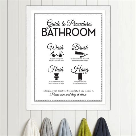 Guide To Procedures The Bathroom Print Bathroom Rules Etsy