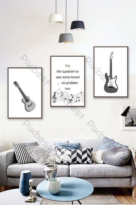 Modern Simple Black And White Guitar Tooling Style Decorative Painting