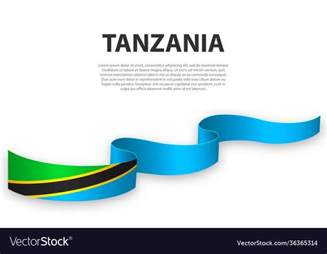 Waving Ribbon Or Banner With Flag Tanzania Vector Image