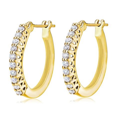 Incredible costco yellow diamond ring matvuk. 0.50ctw Round Brilliant Cut Diamond Hoop Earrings, 18ct ...