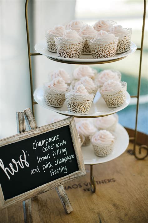 With a little bit of inspo. Wedding reception desserts, cupcakes, champagne cake with ...