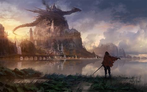 Download 1680x1050 Dragon Castle Knight Red Cape