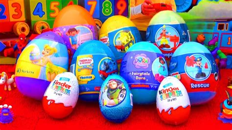 10 Surprise Eggs Unboxing Kinder Surprise Dora The
