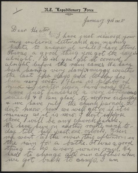 Letter Home From Training During Wwi Manawatū Heritage