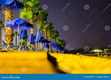 Beautiful Mediterranean Beach Sea View At Night Stock Image Image Of