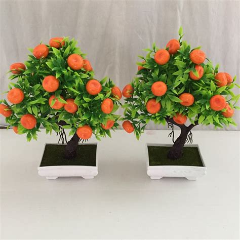 Artificial Bonsai Mandarin Orange Fruit Tree Pure Bonsai