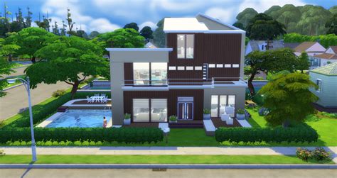 A modern house can have many windows, or none at all! Modern Natural Home | Sims 4 Houses