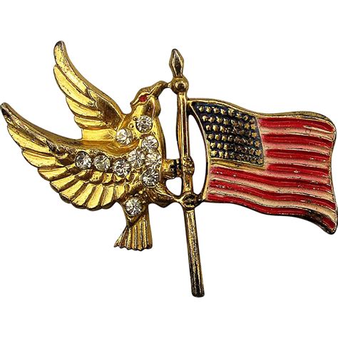 1940s Wwii Coro Sterling Silver Flag Eagle Pin Patriotic From