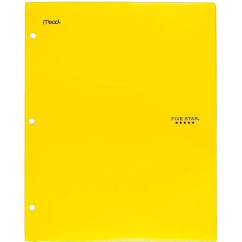 Five Star 2 Pocket Stay Put Plastic Folder Yellow 37453 Walmart