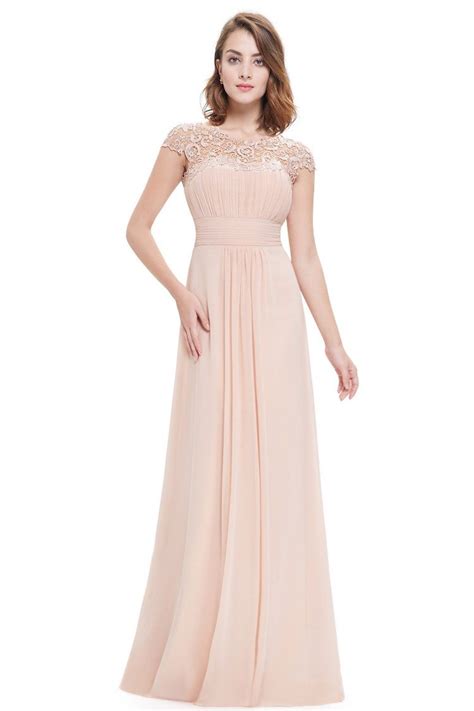 Beige Lacey Neckline Open Back Ruched Bust Prom Dress 66 Ep09993bh