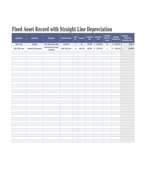Fixed Asset Spreadsheet Fill Online Printable Fillable Blank
