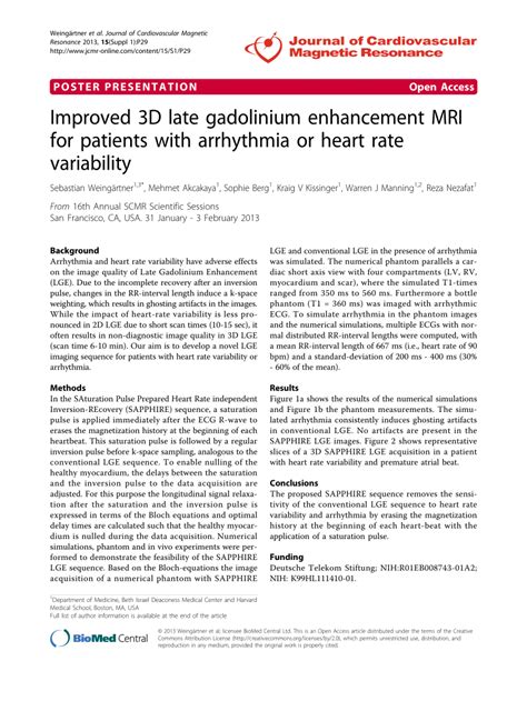 Pdf Improved 3d Late Gadolinium Enhancement Mri For Patients With