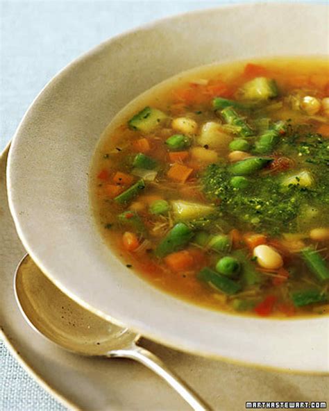Spring Vegetable Soup With Pesto Recipe Martha Stewart