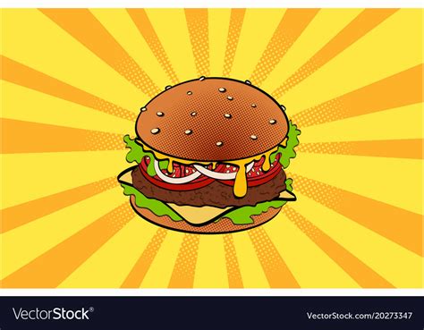 Pop Art Retro Burger Royalty Free Vector Image