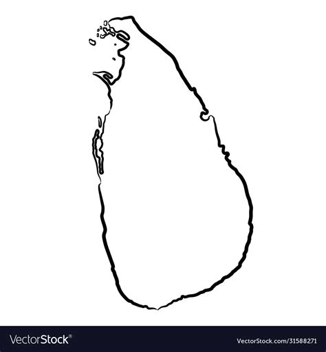Sri Lanka Map From Contour Black Brush Lines Vector Image