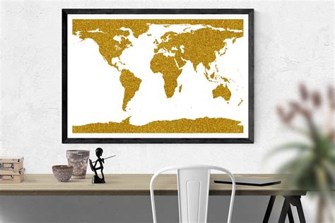 Gold World Map Travel Art Gold World Map Print Etsy Gold World Map