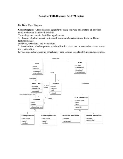 Sample Of Uml Diagrams For Atm System For Data Docslib