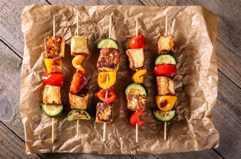 Char Grilled Vegetable And Halloumi Kebabs Recipe Heres A Veggie