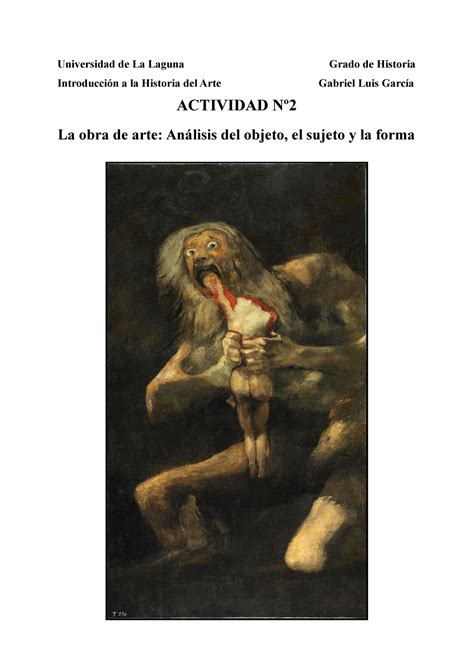 Saturno Devorando A Su Hijo Francisco De Goya Introducción A La