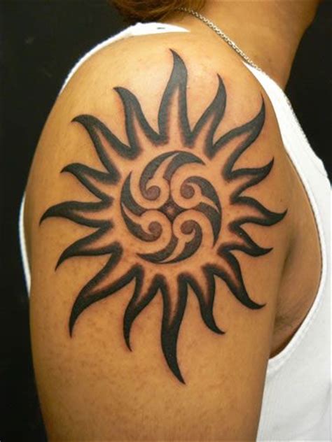 Tribal Sun Shoulder Tattoos For Men