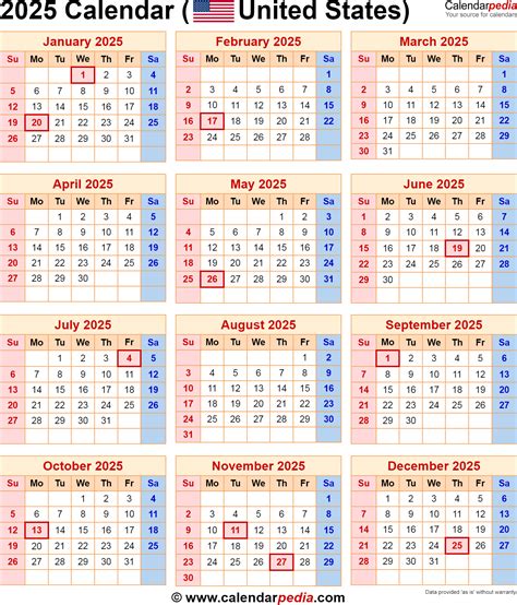 2025 Calendar With National Holidays
