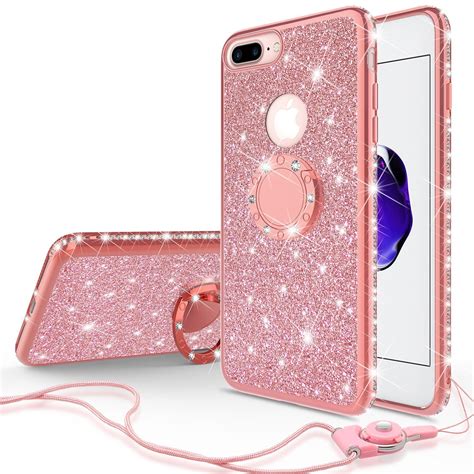 Apple Iphone 8 Iphone 7 Case Glitter Cute Phone Case For Girls With Kickstand Bling Diamond