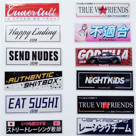 36pcs funny jdm decals japanese vinyl drift slap jdm car stickers window banners drag racing