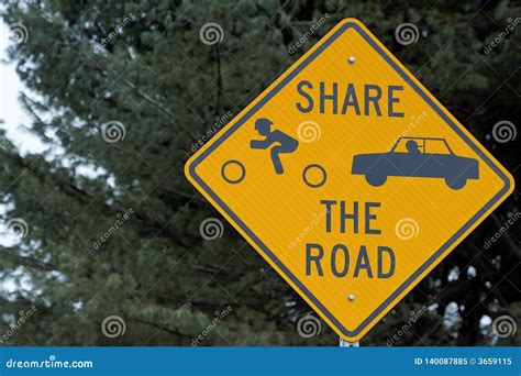 Sign Share The Road Stock Image Image Of Tree Urban 140087885