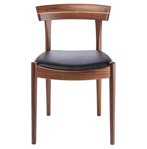 This chair elevates the aesthetic of dining or living space. Connor Mid Century Modern Walnut Black Leather Dining ...