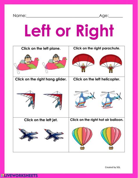 Left And Right Worksheets Worksheetsday
