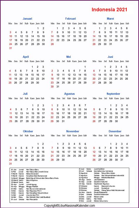 Kalender 2021 Indonesia Lengkap Dengan Hari Libur Nasional Newstempo