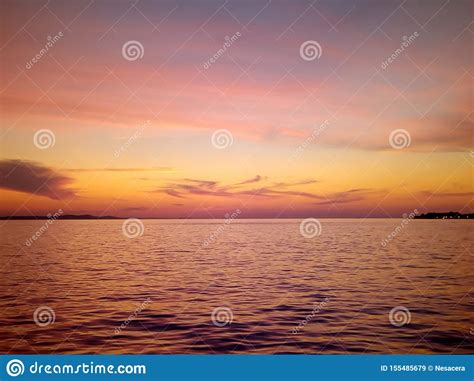 Beautiful Horizon Sunset On Adriatic Sea Editorial Stock Image Image