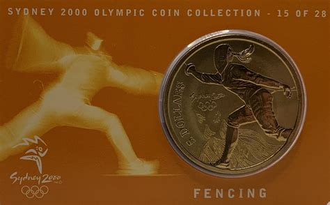 2000 5 Sydney Olympic Gold Coin Fencing