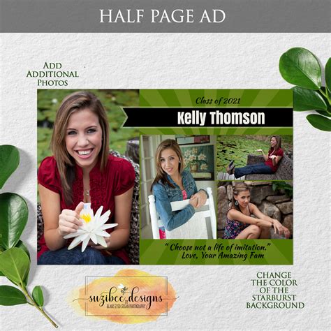 Yearbook Ad Senior Yearbook Ad Full Page Half Page Quarter Etsy