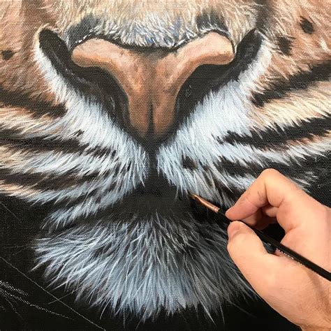 Tiger Portrait Réaliste Dun Tigre En Peinture à Lhuile