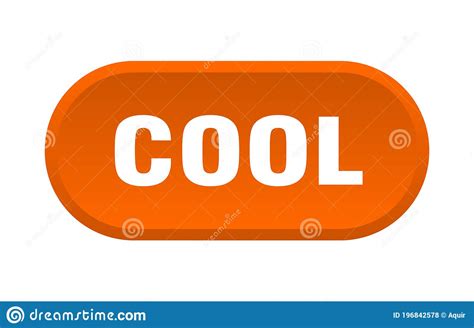 Cool Button Rounded Sign On White Background Stock Vector