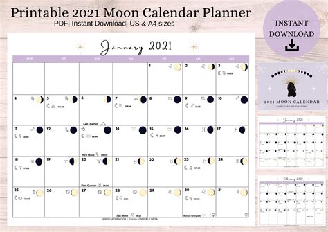 2021 Moon Phases Astrology Calendar