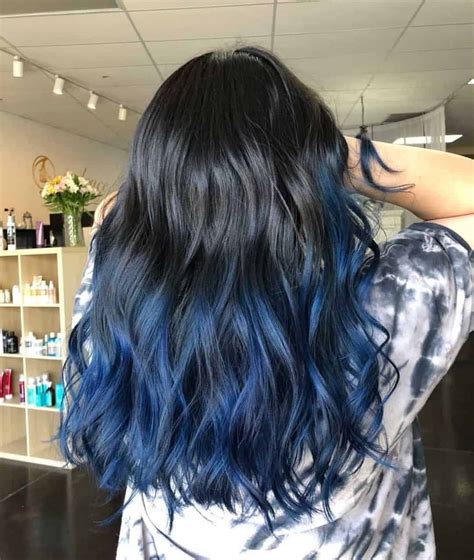 Hollywood Waves Black And Blue Hair Pretty Hair Color Hair Dye Colors
