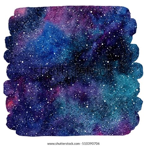 Cosmic Background Colorful Watercolor Galaxy Night Stock Illustration
