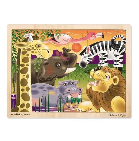 Melissa And Doug African Plains Safari Wooden Jigsaw Puzzle With Storage