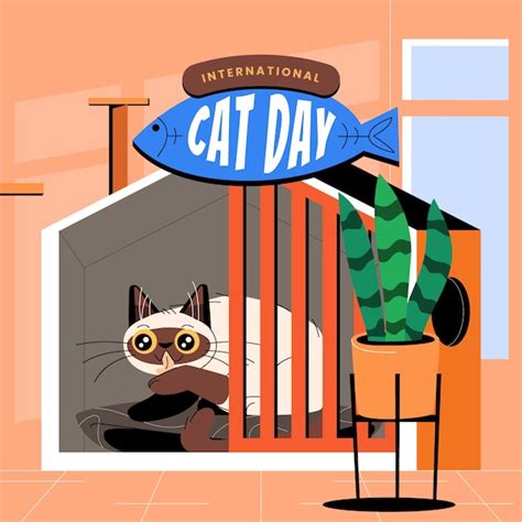 Free Vector Flat International Cat Day Illustration