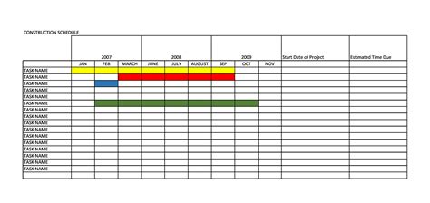 Weekly Construction Schedule Template Printable Example Gambaran