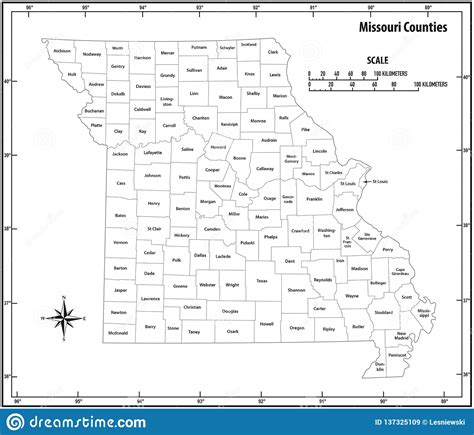 Missouri State Outline Administrative And Political Vector Map In Black