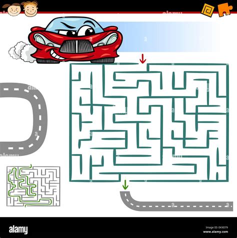 Cartoon Illustration Of Education Maze Or Labyrinth Game For Preschool