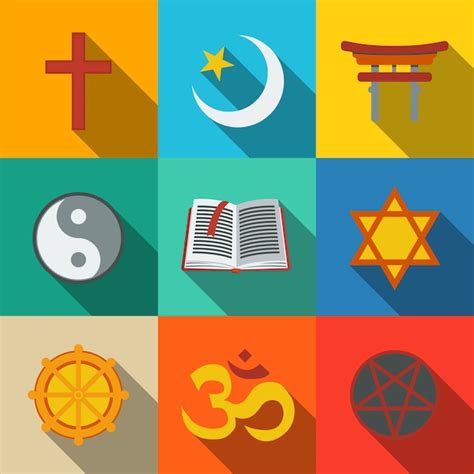 Conjunto De Símbolos De Religión Mundial Vector Premium
