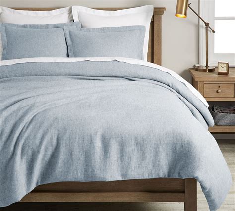 Belgian Flax Linen Waffle Quilt Cover And Pillowcases Chambray