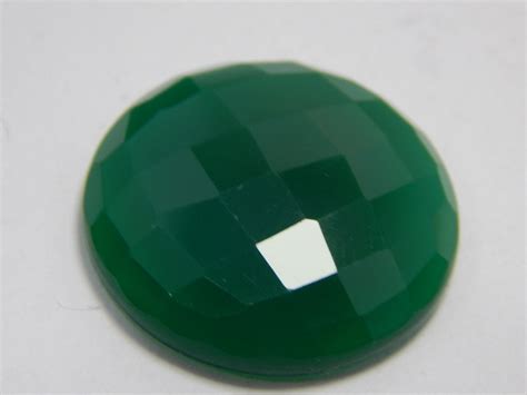 Green Onyx Gemstone Faceted Loose Cabochon Round Shape Size Etsy