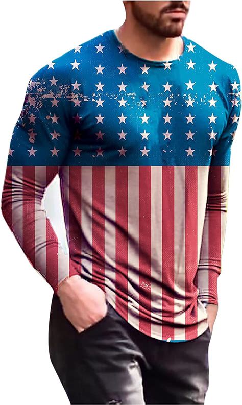 Mingfa Mens American Flag Print T Shirt 3d Print Gym Tight Tops Long
