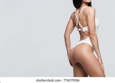 Slim Tanned Womans Body Over Gray Stock Photo Shutterstock
