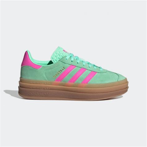 Adidas Gazelle Bold Green And Pink Shoes